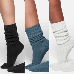 SKIMS ‘Slouch Sock’ Set of 3 (colors-grey, kyanite, soot) | Size 8+ (fits 8-10)